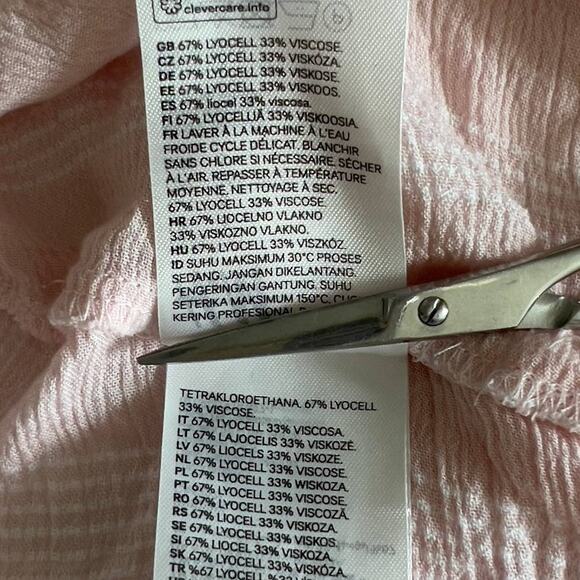 H&M Light Pink Sheer with white stripes long sleeve tunic Size 6 - Picture 8 of 12